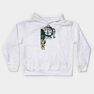 Letter T with ornaments in yellow Kids Hoodie
